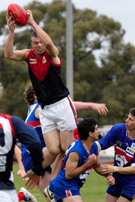 Footballer takes a mark